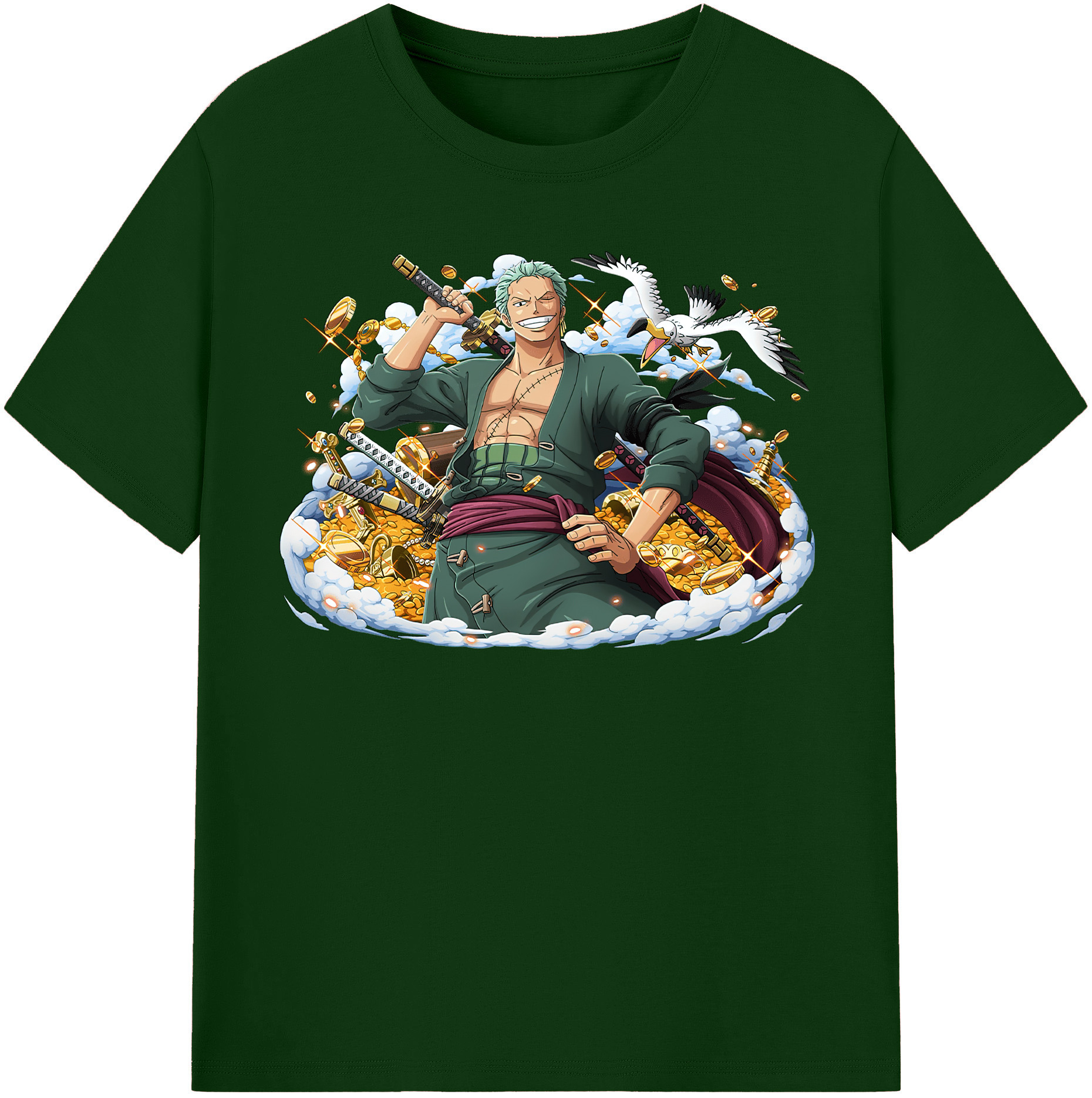 ワンピース ロロノア・ゾロ ONE PIECE Roronoa Zoro 綿100％半袖Tシャツ（フロントプリント）
